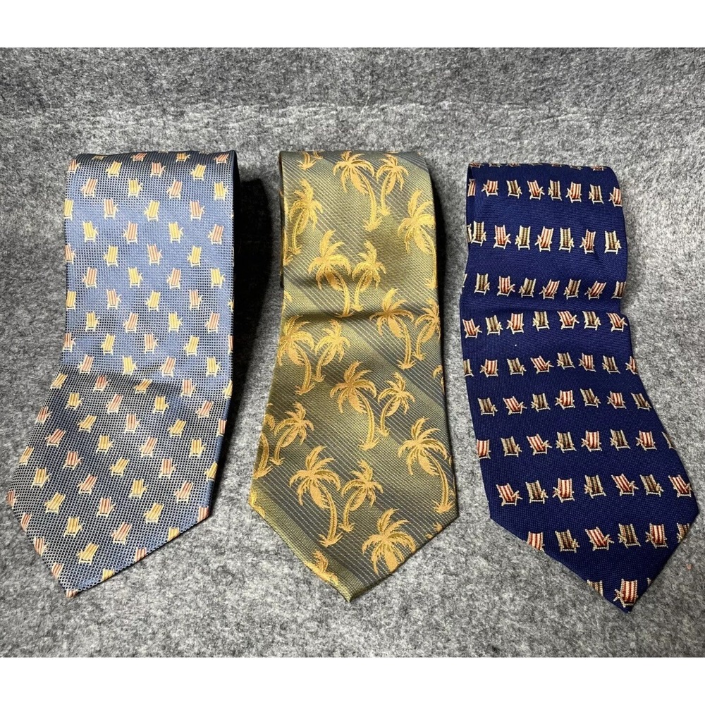 NWT Lot TOMMY BAHAMA‎ Off Island Hawaiian Palm Tree & Beach Chair Silk Neck Tie
